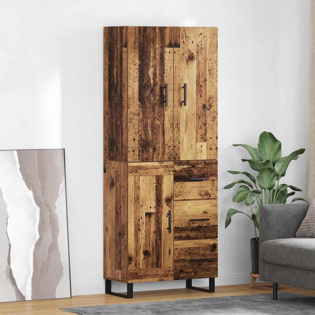 Highboard 2 stk. Gammelt træ 69,5 x 34 x 180 cm