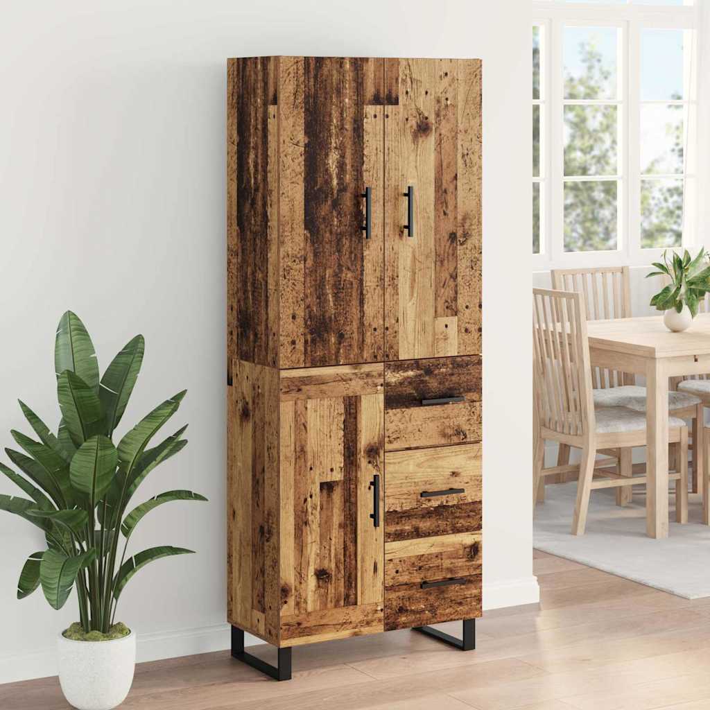 Highboard 2 stk. Gammelt træ 69,5 x 34 x 180 cm