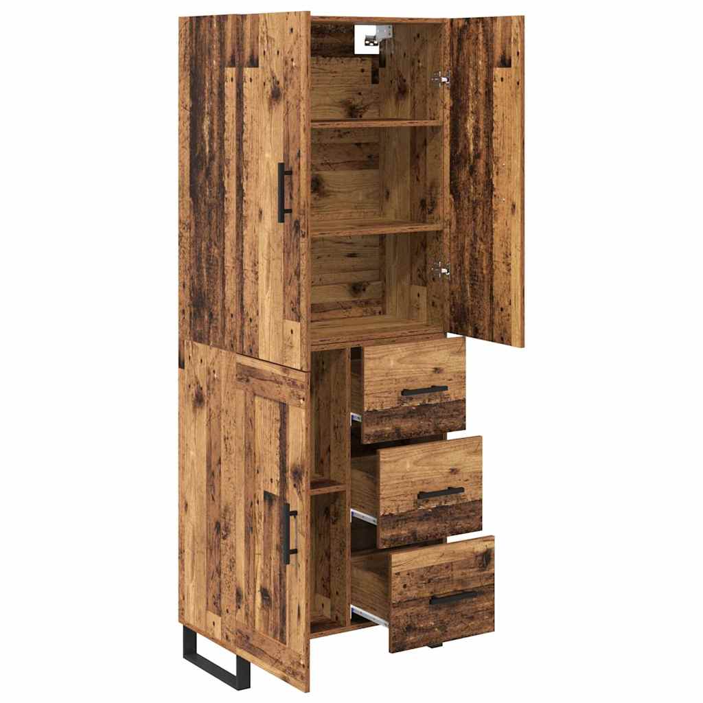 Highboard 2 stk. Gammelt træ 69,5 x 34 x 180 cm