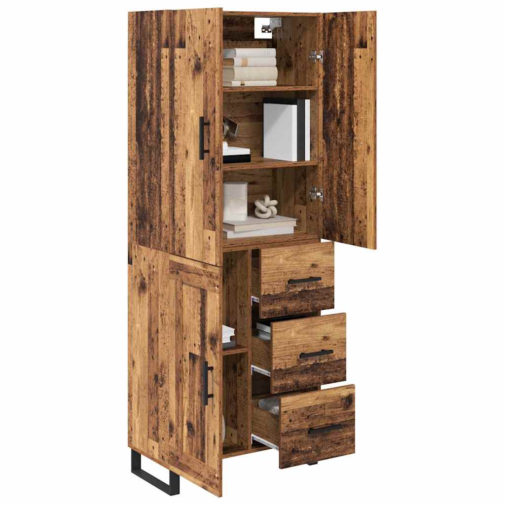 Highboard 2 stk. Gammelt træ 69,5 x 34 x 180 cm