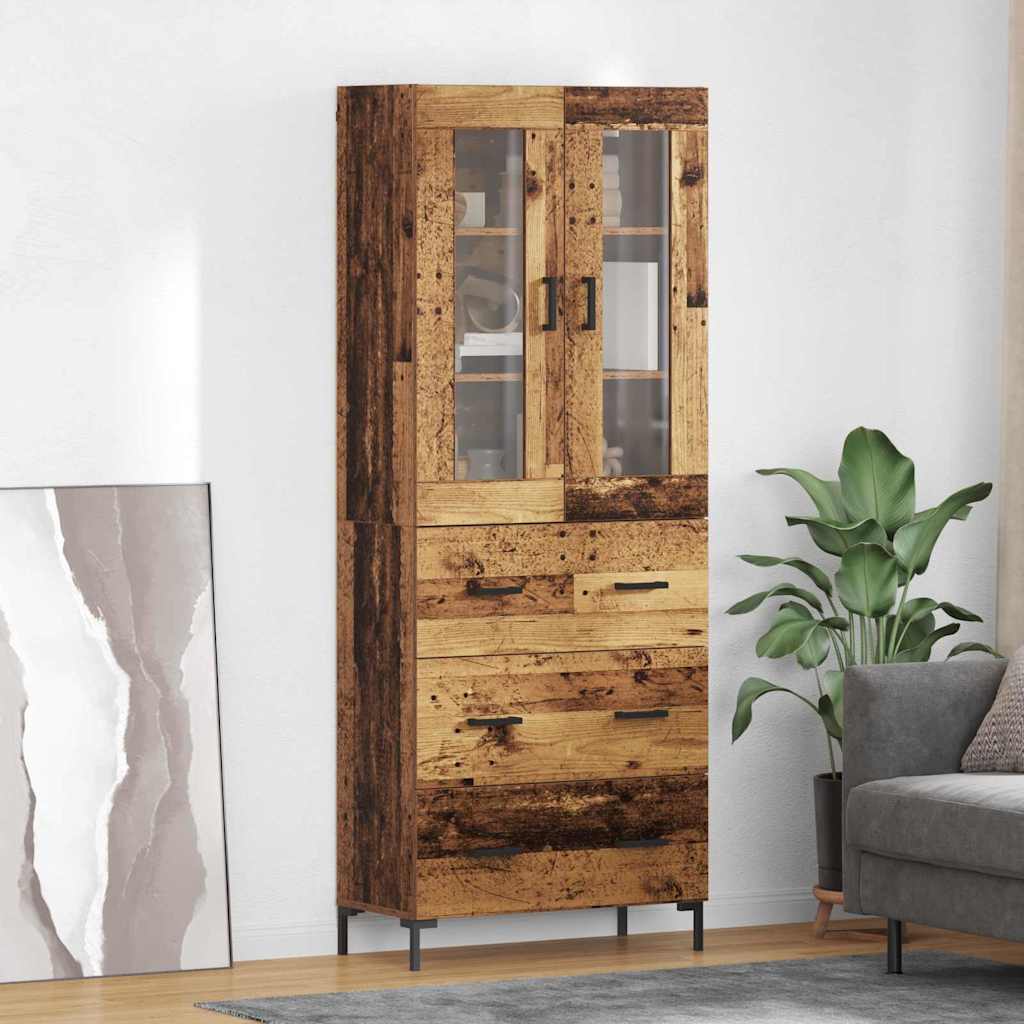 Highboard 2 stk. Gammelt træ 69,5 x 34 x 180 cm Konstrueret træ