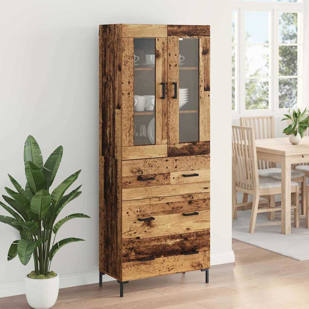 Highboard 2 stk. Gammelt træ 69,5 x 34 x 180 cm Konstrueret træ