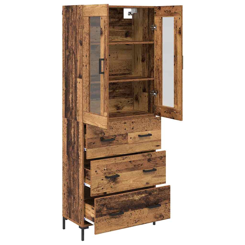 Highboard 2 stk. Gammelt træ 69,5 x 34 x 180 cm Konstrueret træ