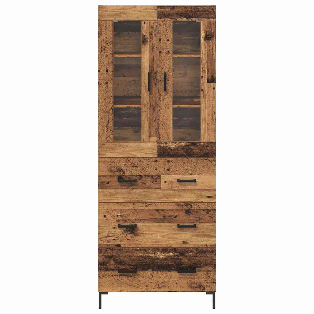 Highboard 2 stk. Gammelt træ 69,5 x 34 x 180 cm Konstrueret træ
