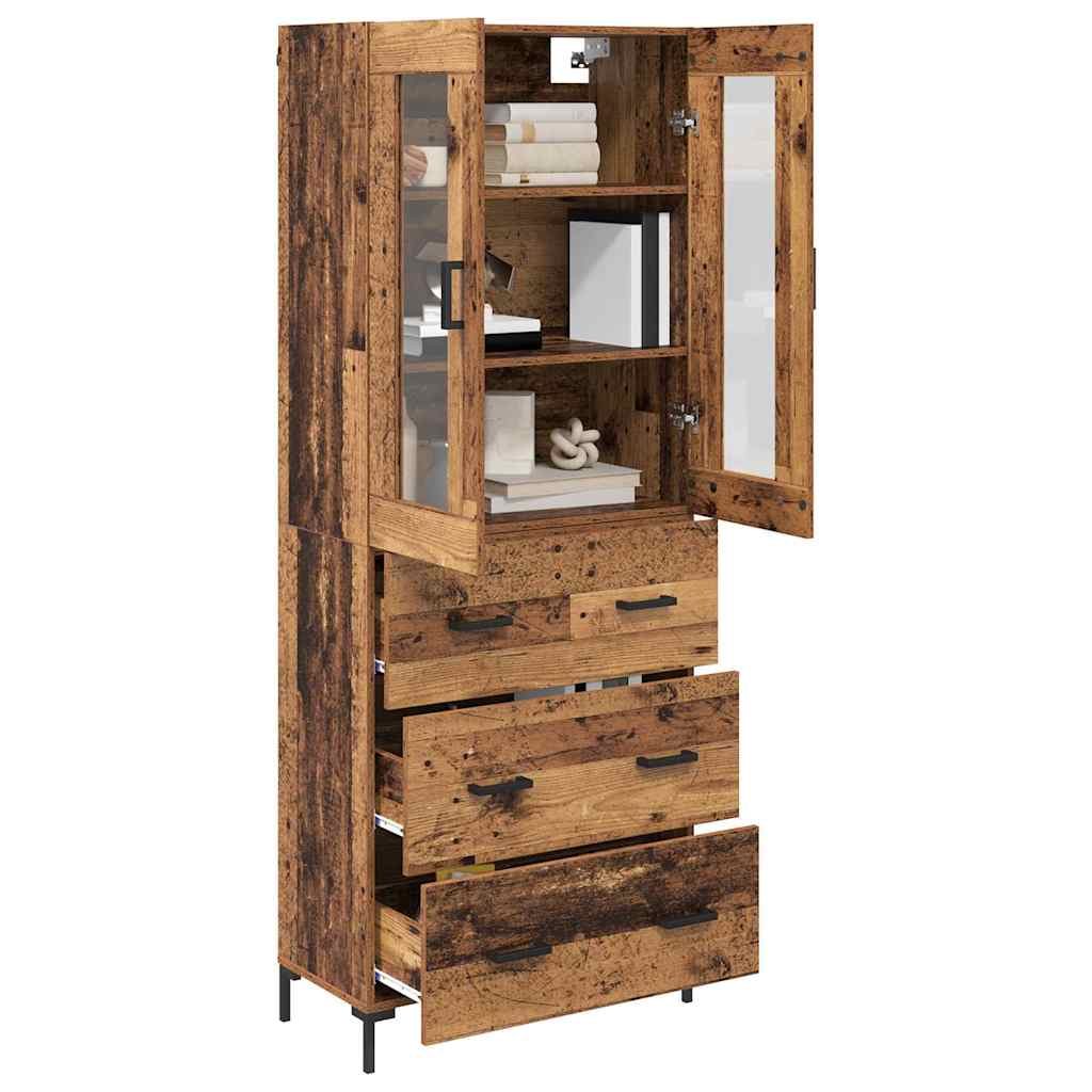Highboard 2 stk. Gammelt træ 69,5 x 34 x 180 cm Konstrueret træ