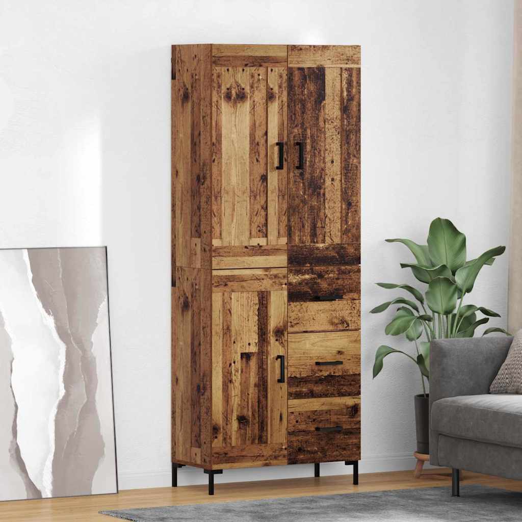 Highboard 2 stk. Gammelt træ 69,5 x 34 x 180 cm Konstrueret træ