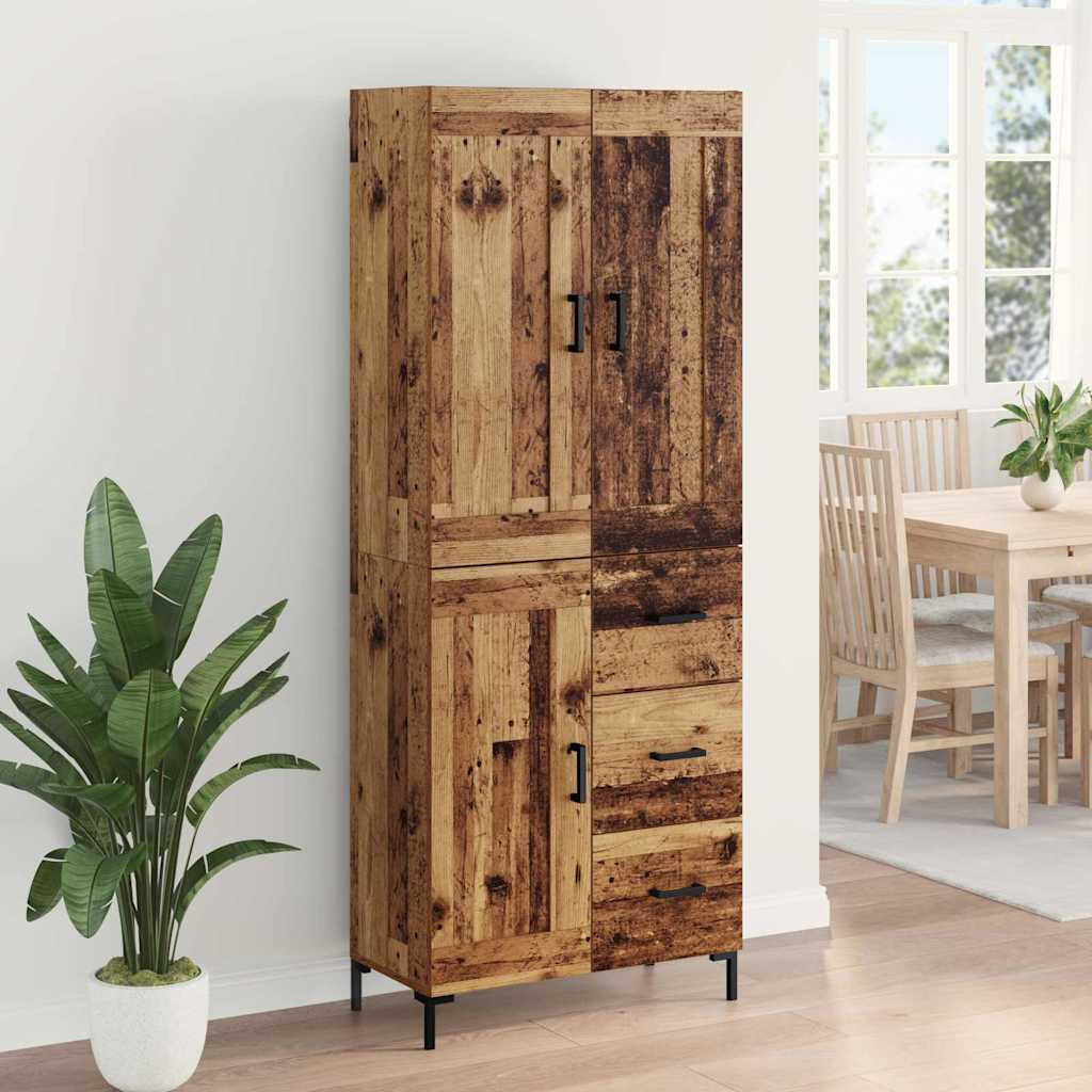 Highboard 2 stk. Gammelt træ 69,5 x 34 x 180 cm Konstrueret træ