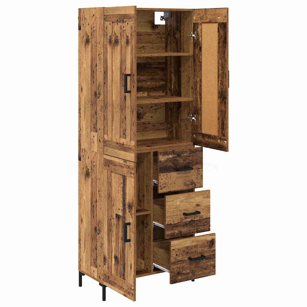 Highboard 2 stk. Gammelt træ 69,5 x 34 x 180 cm Konstrueret træ