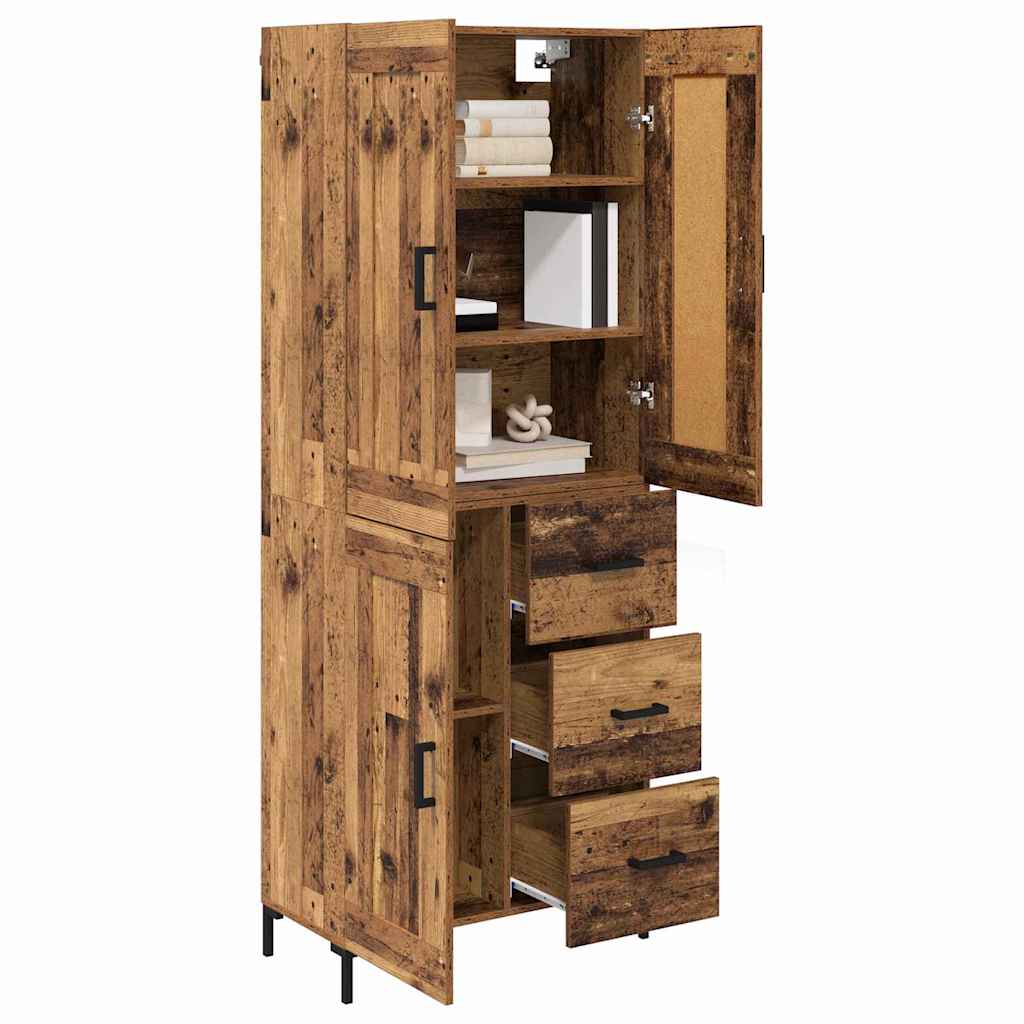 Highboard 2 stk. Gammelt træ 69,5 x 34 x 180 cm Konstrueret træ