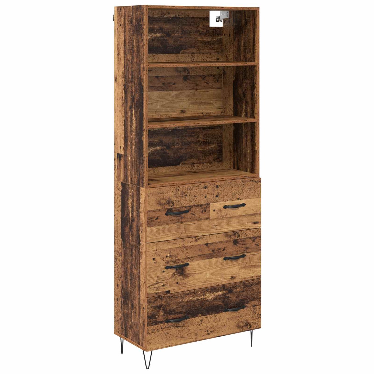 Highboard 2 stk. Gammelt træ 69,5 x 34 x 180 cm