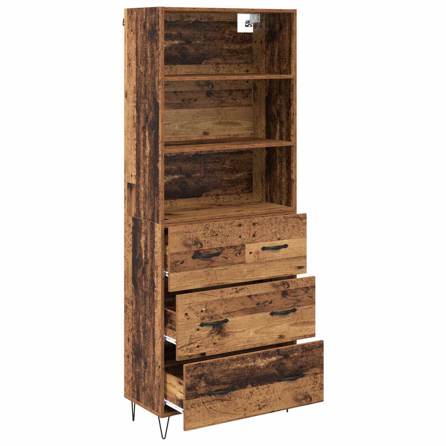 Highboard 2 stk. Gammelt træ 69,5 x 34 x 180 cm