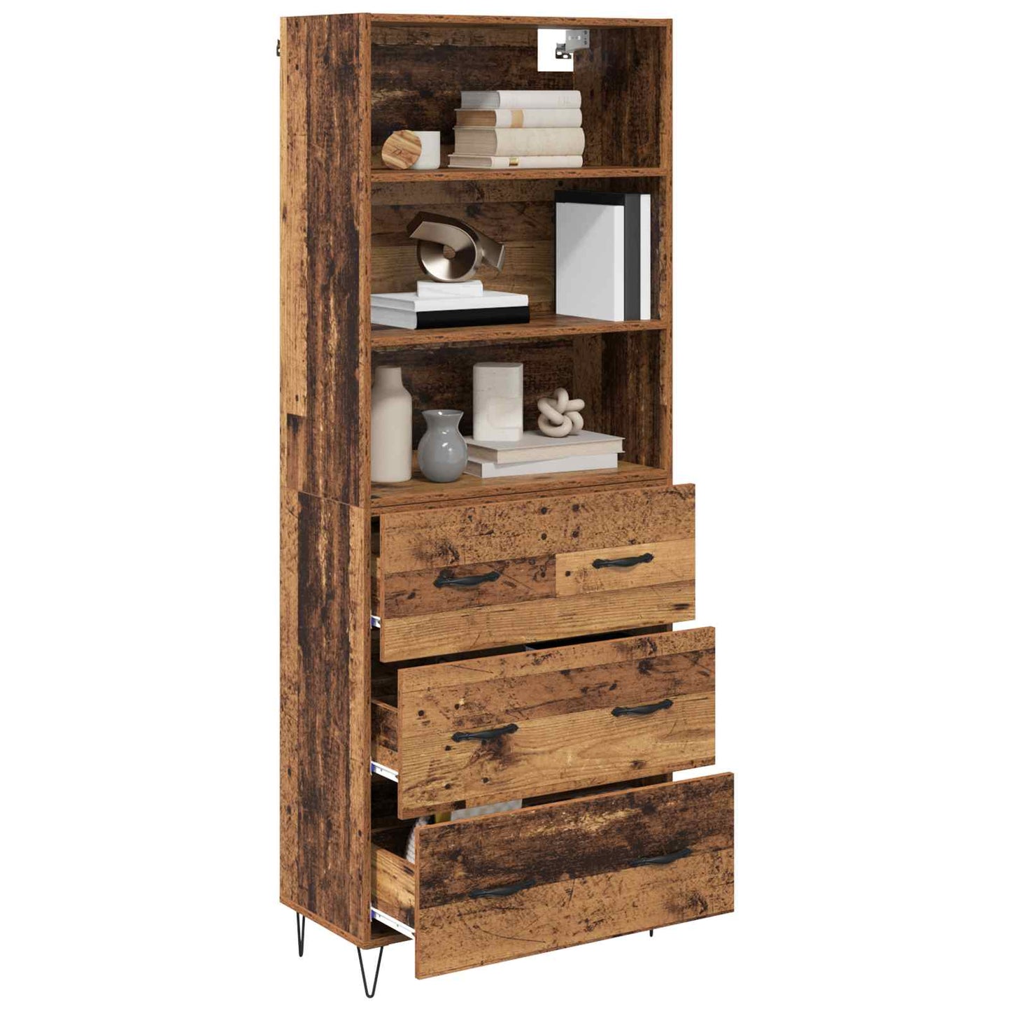 Highboard 2 stk. Gammelt træ 69,5 x 34 x 180 cm