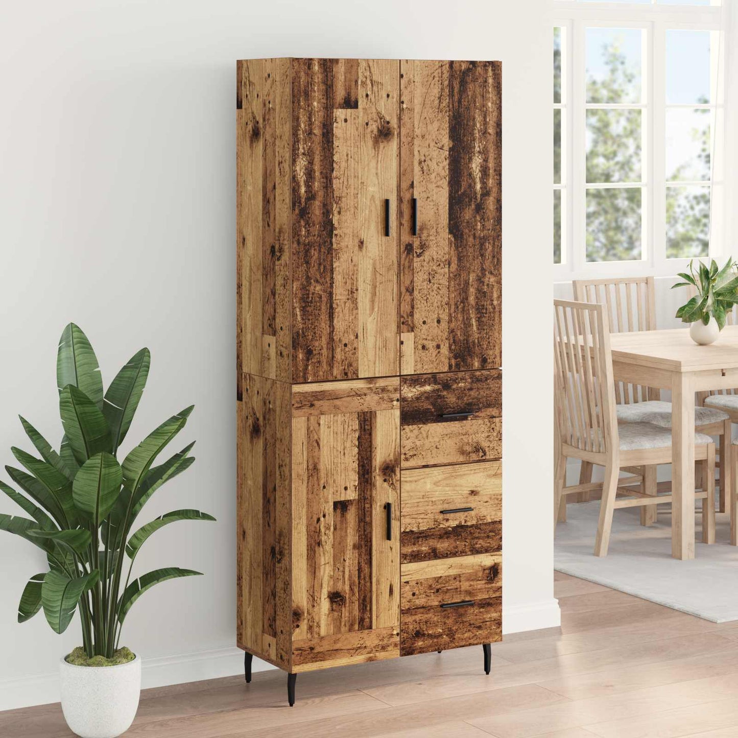 Highboard 2 stk. Gammelt træ 69,5 x 34 x 180 cm Konstrueret træ
