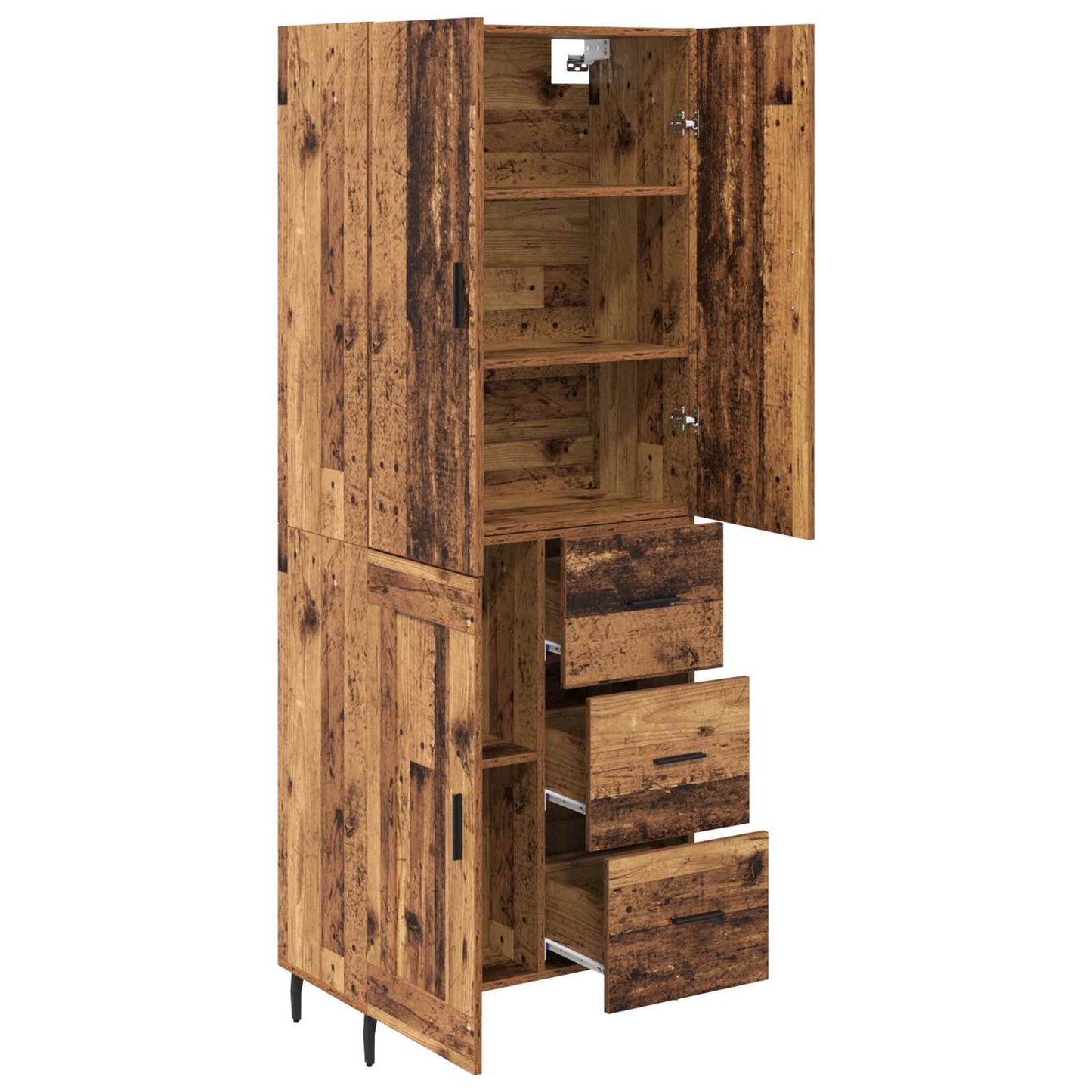 Highboard 2 stk. Gammelt træ 69,5 x 34 x 180 cm Konstrueret træ