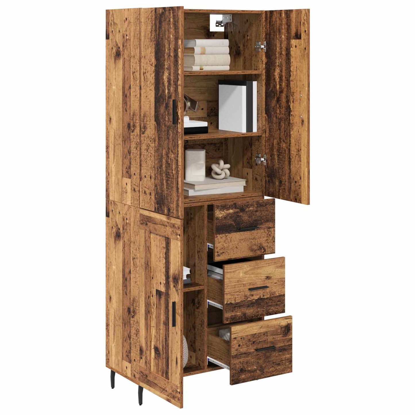 Highboard 2 stk. Gammelt træ 69,5 x 34 x 180 cm Konstrueret træ