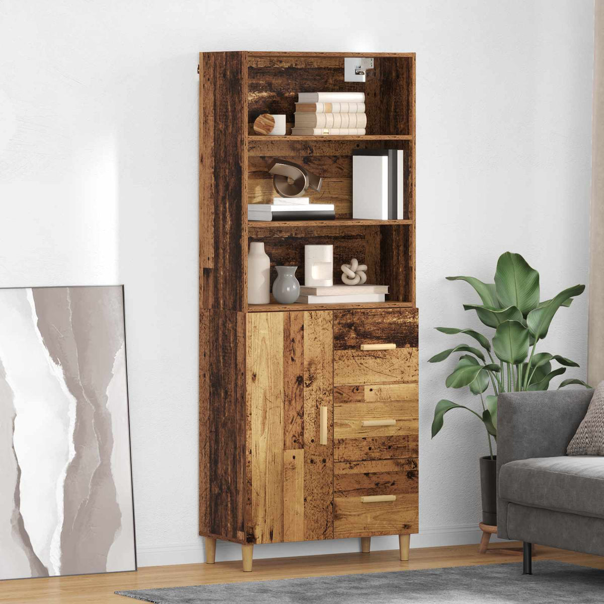 Highboard Gammelt træ 69,5 x 32,5 x 180 cm Konstrueret træ