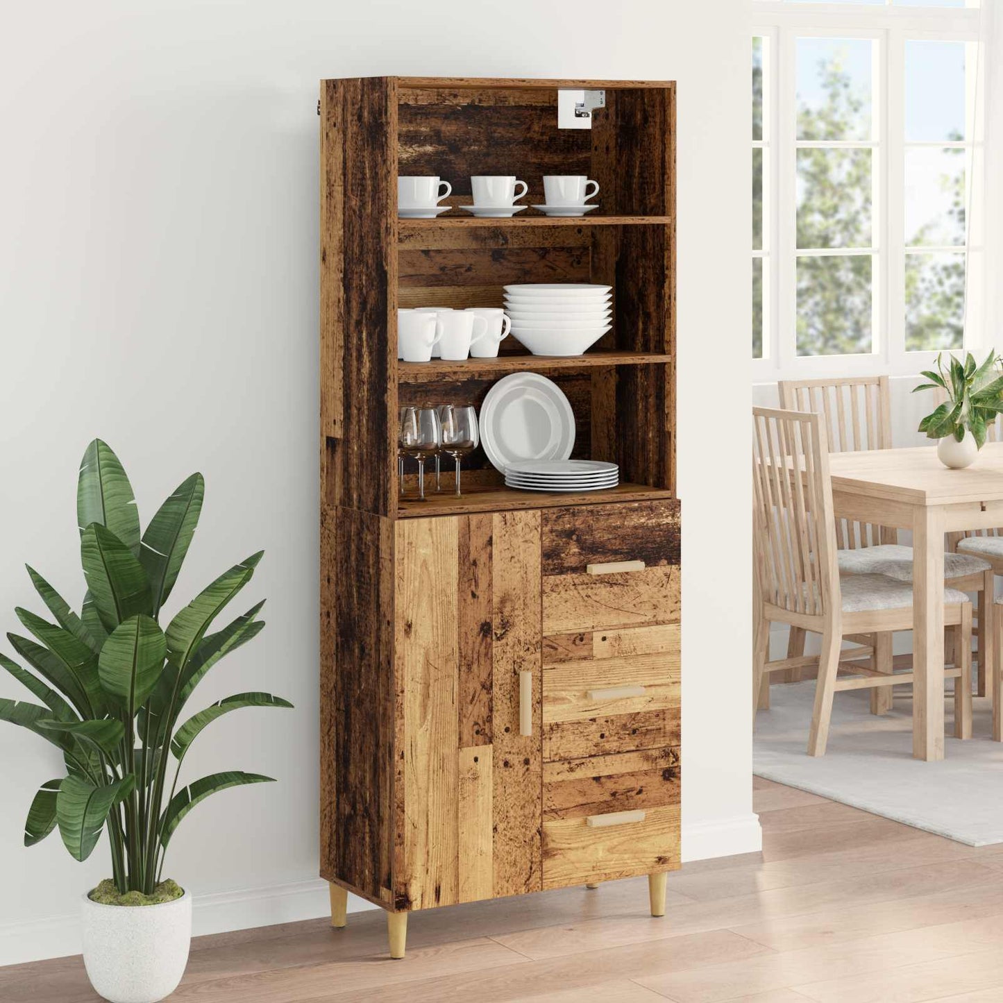 Highboard Gammelt træ 69,5 x 32,5 x 180 cm Konstrueret træ