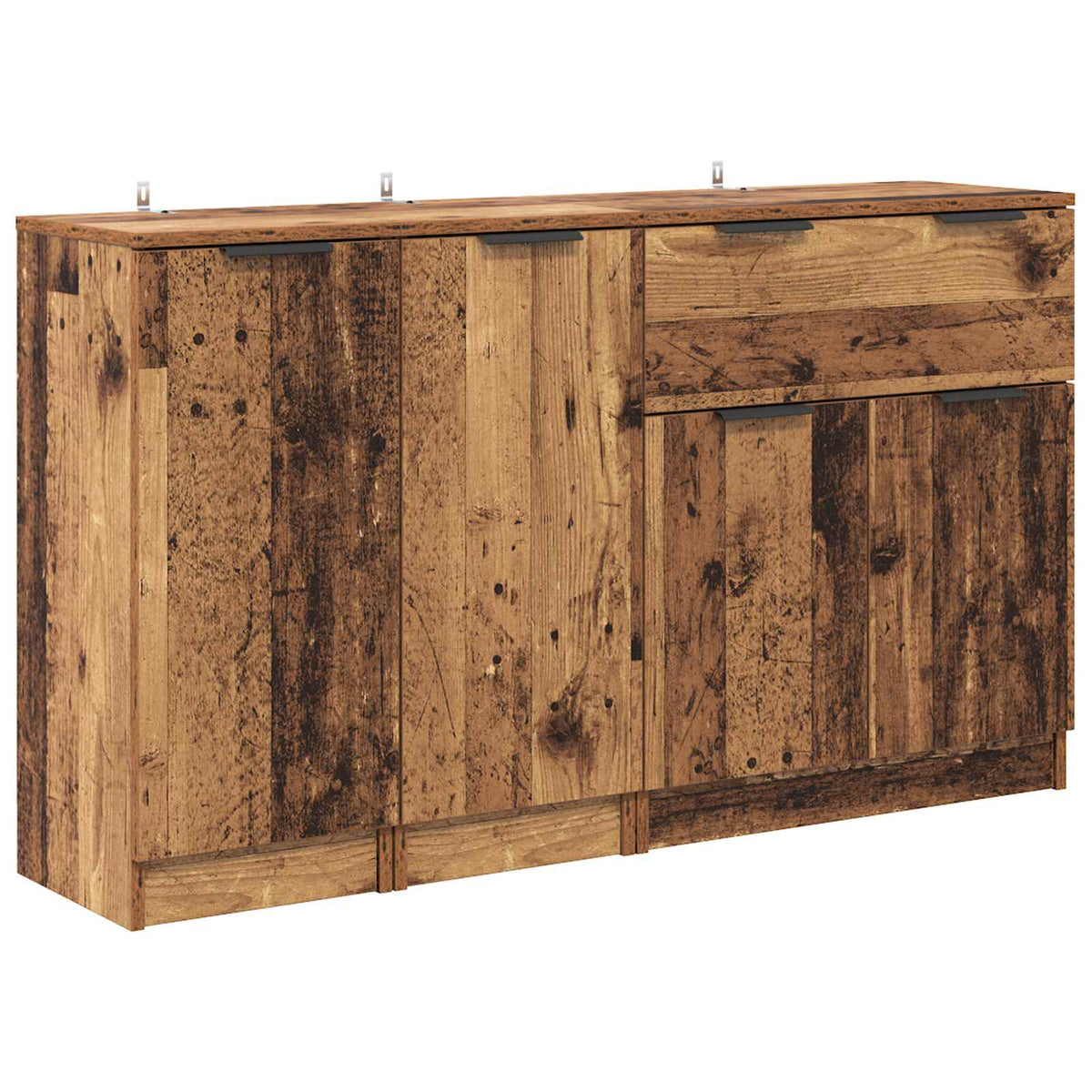 Sideboard 3 stk. Gammelt træ 120 x 30 x 70 cm Konstrueret træ