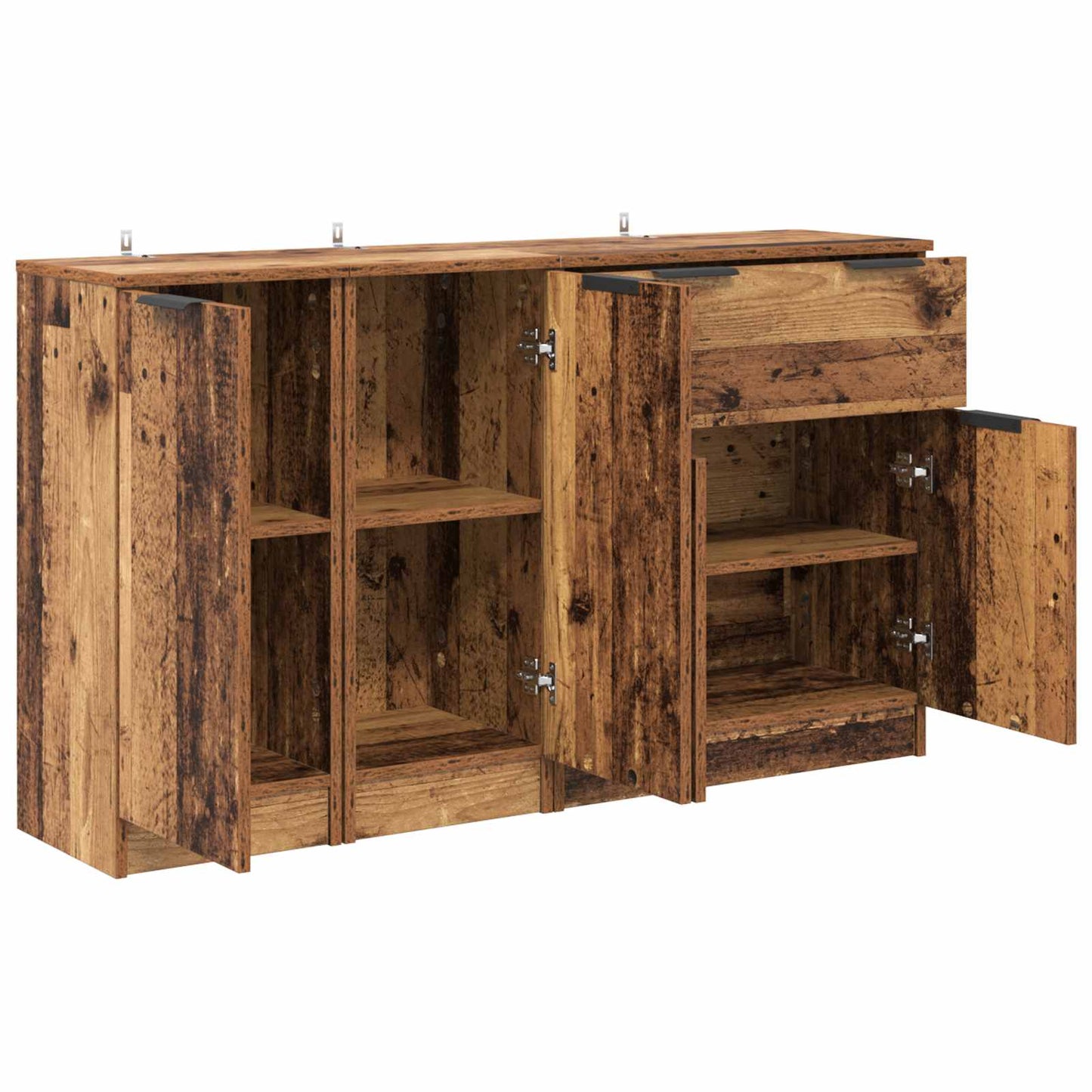 Sideboard 3 stk. Gammelt træ 120 x 30 x 70 cm Konstrueret træ