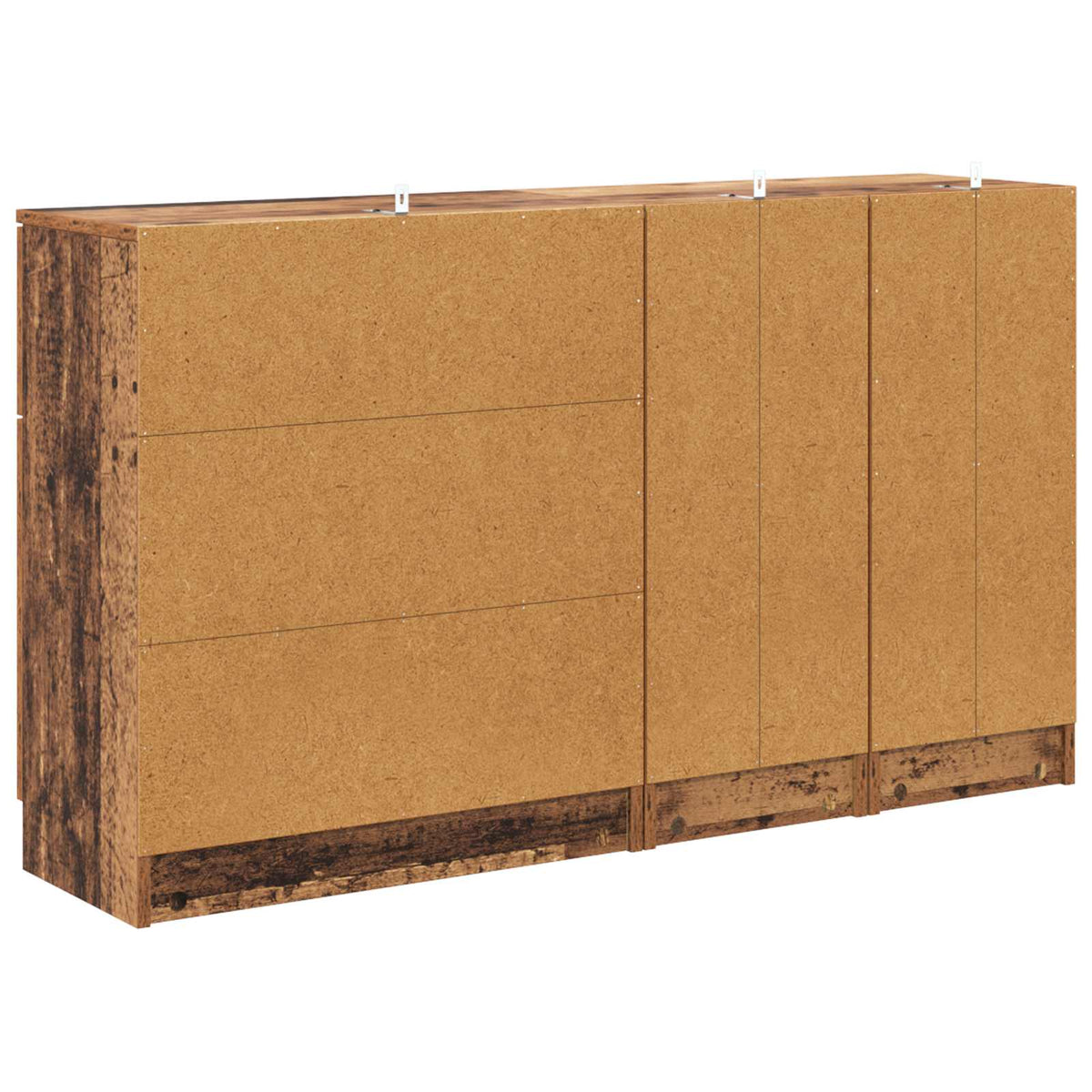 Sideboard 3 stk. Gammelt træ 120 x 30 x 70 cm Konstrueret træ