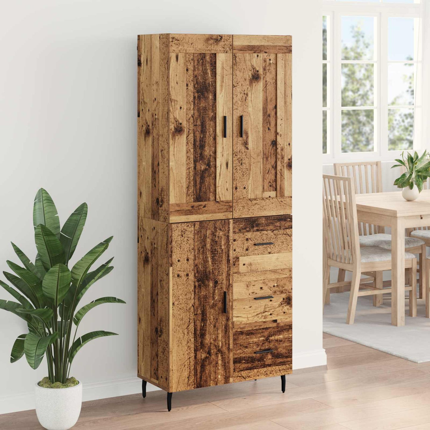 Highboard 2 stk. Gammelt træ 69,5 x 34 x 180 cm Konstrueret træ