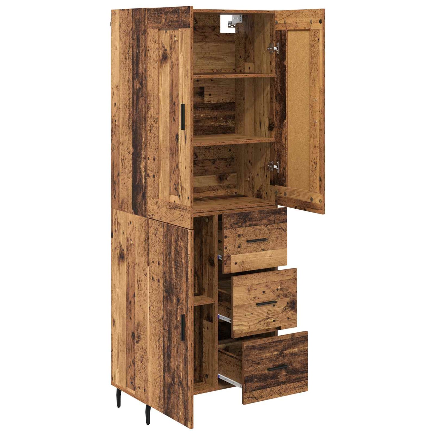 Highboard 2 stk. Gammelt træ 69,5 x 34 x 180 cm Konstrueret træ