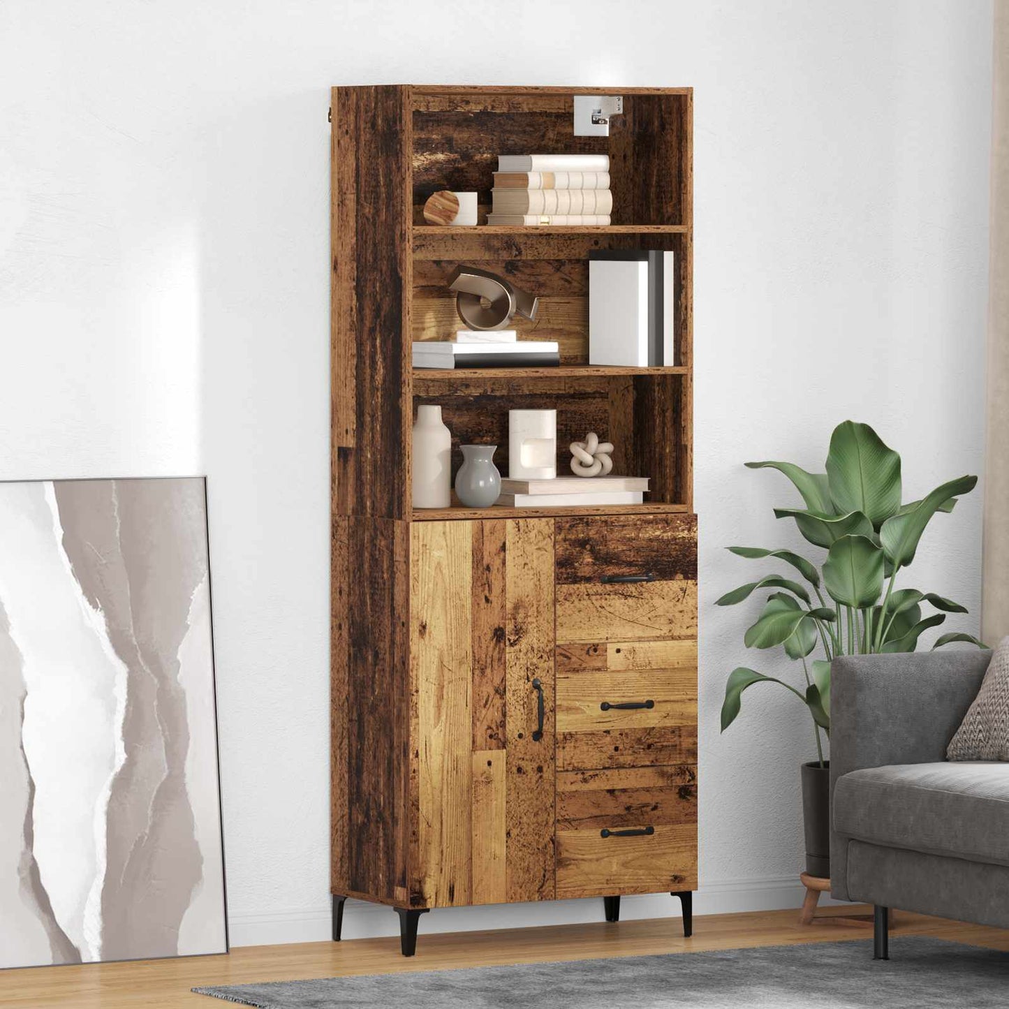 Highboard Gammelt træ 69,5 x 34 x 180 cm Konstrueret træ