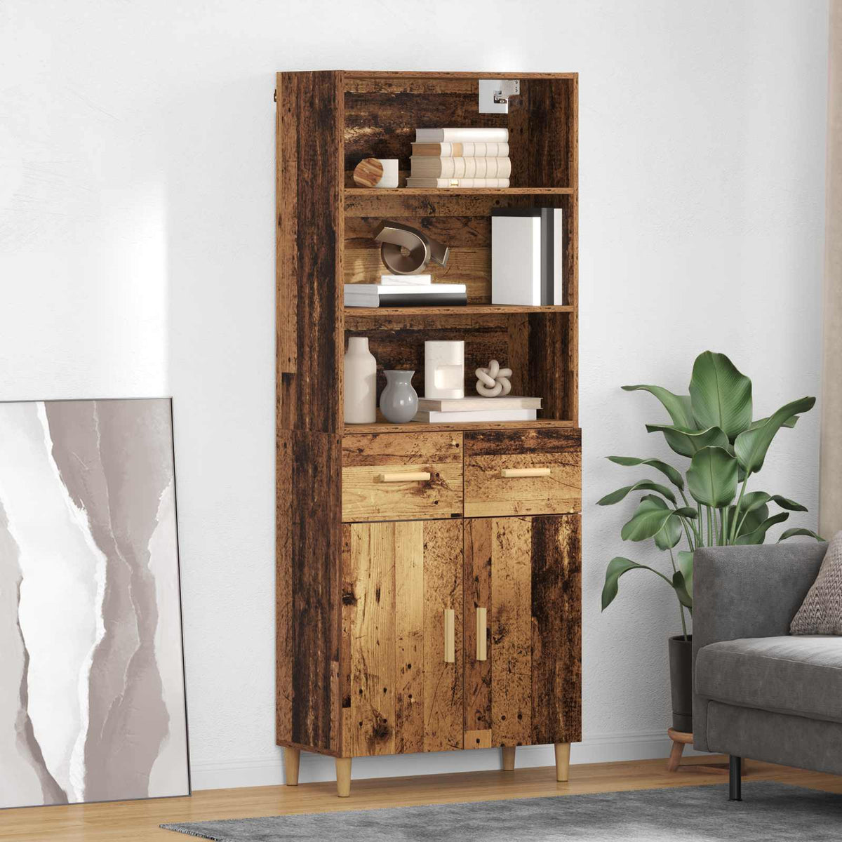 Highboard Gammelt træ 69,5 x 32,5 x 180 cm Konstrueret træ