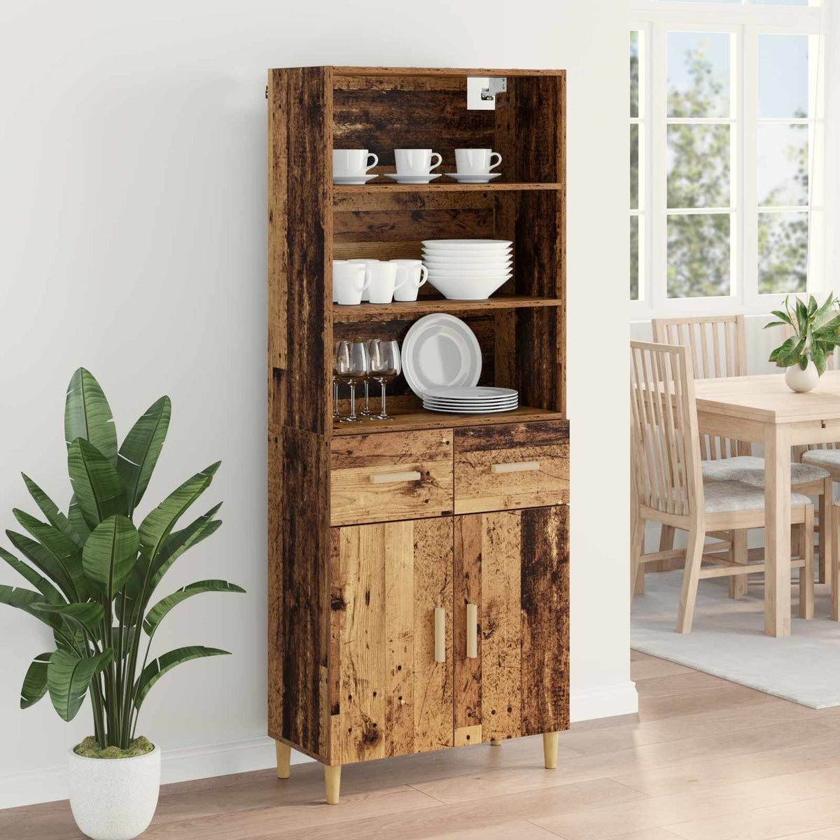 Highboard Gammelt træ 69,5 x 32,5 x 180 cm Konstrueret træ