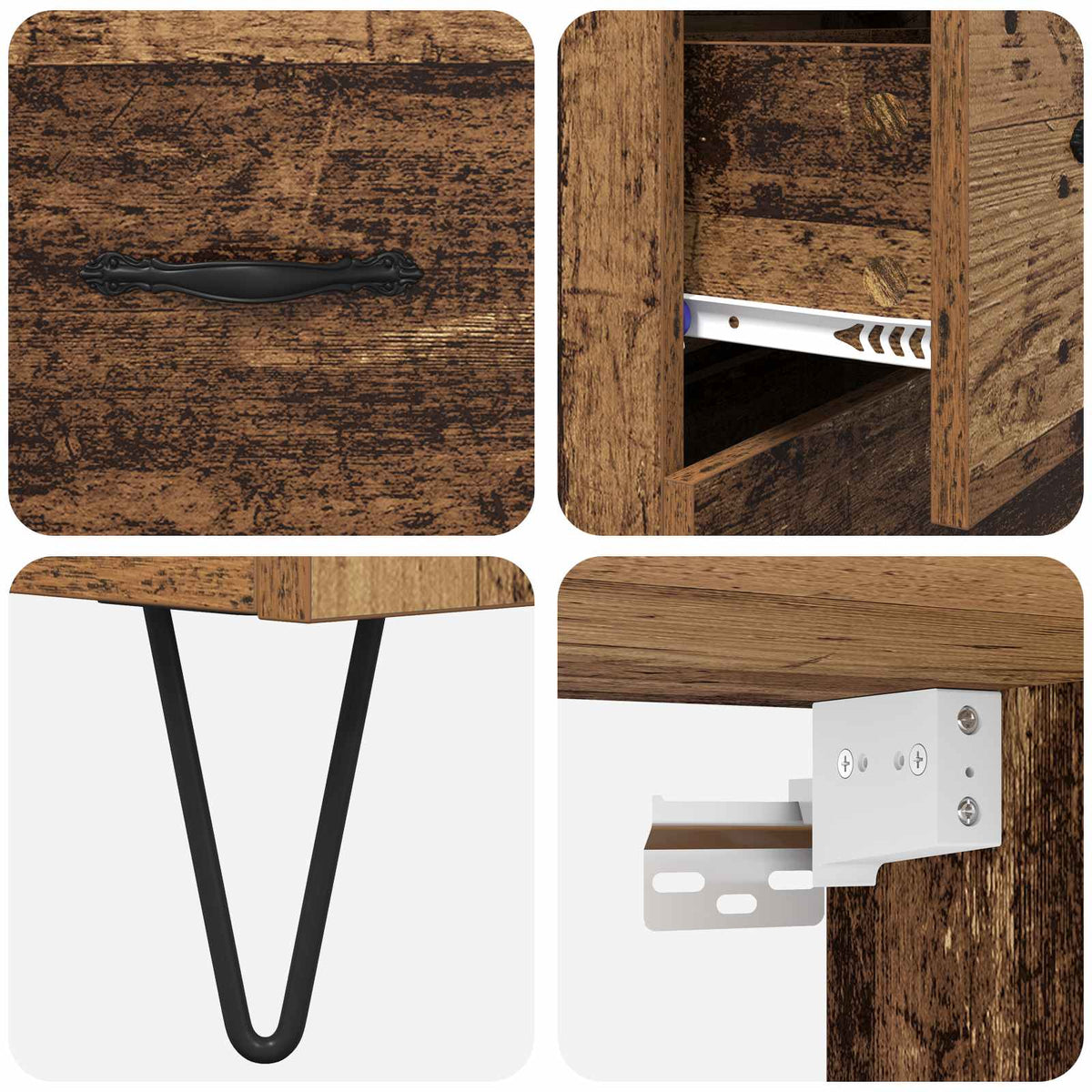Highboard 2 stk. Gammelt træ 69,5 x 34 x 180 cm