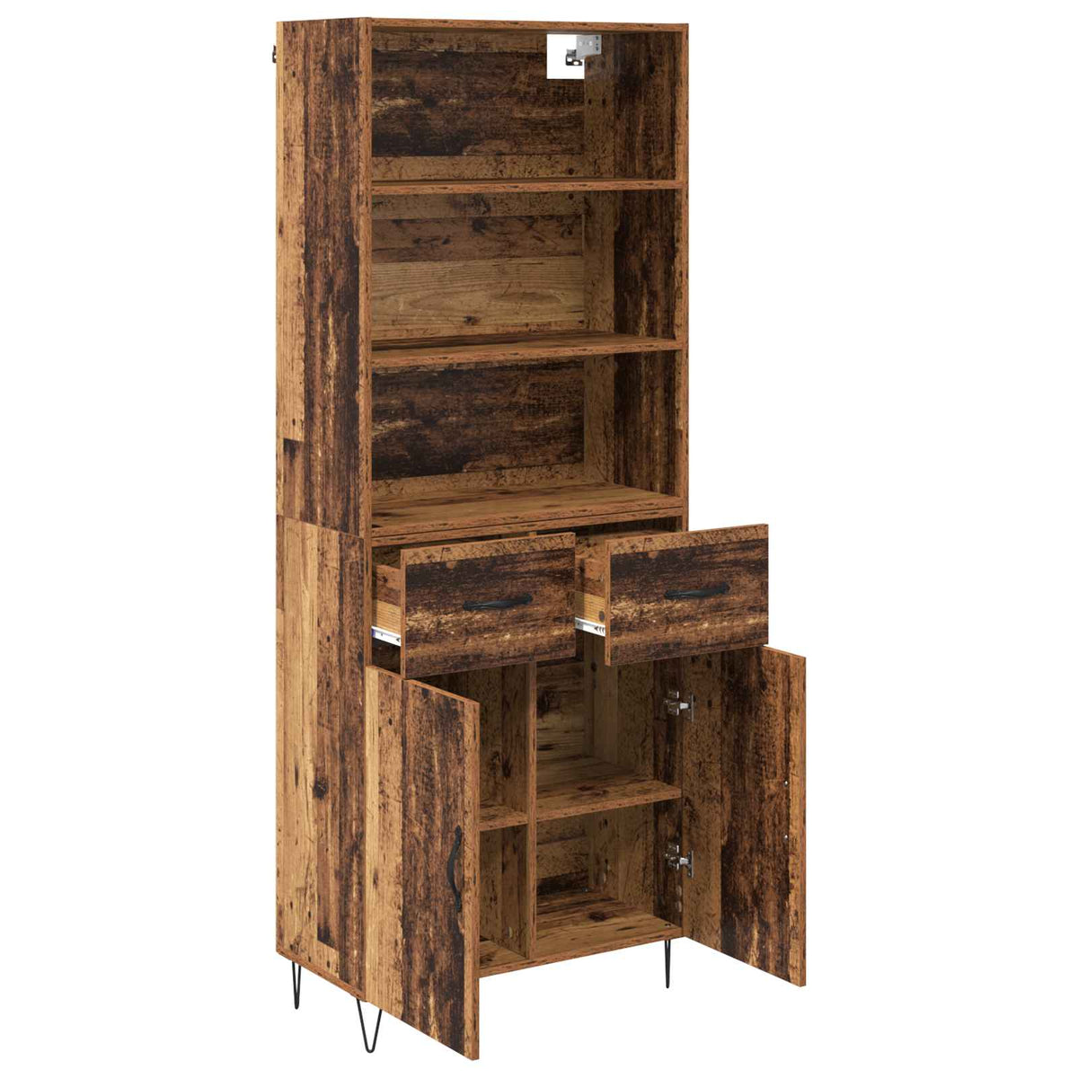 Highboard 2 stk. Gammelt træ 69,5 x 34 x 180 cm
