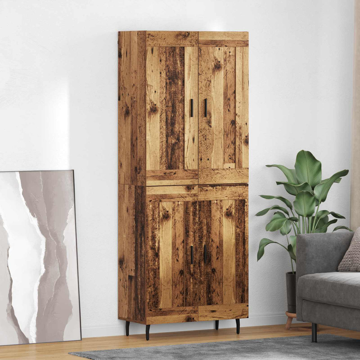 Highboard 2 stk. Gammelt træ 69,5 x 34 x 180 cm Konstrueret træ