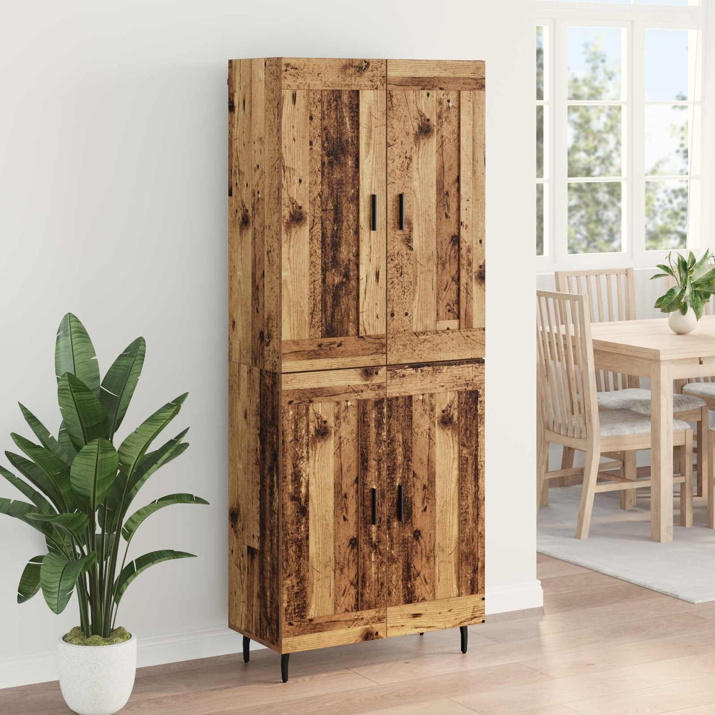 Highboard 2 stk. Gammelt træ 69,5 x 34 x 180 cm Konstrueret træ