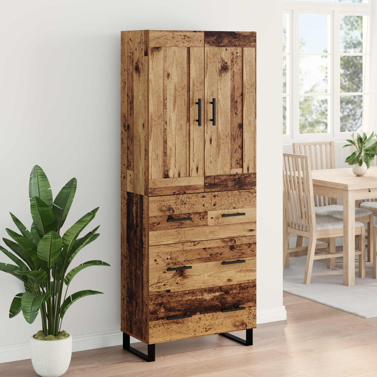Highboard 2 stk. Gammelt træ 69,5 x 34 x 180 cm