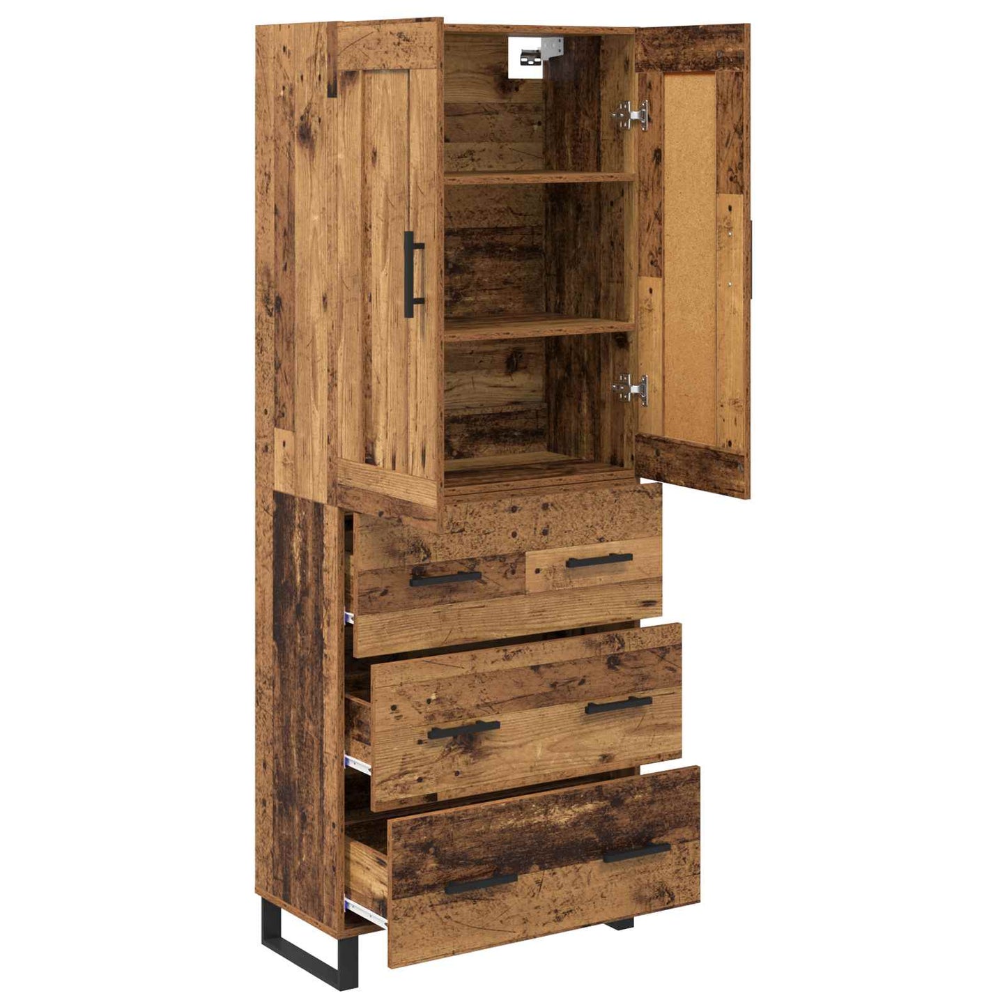Highboard 2 stk. Gammelt træ 69,5 x 34 x 180 cm