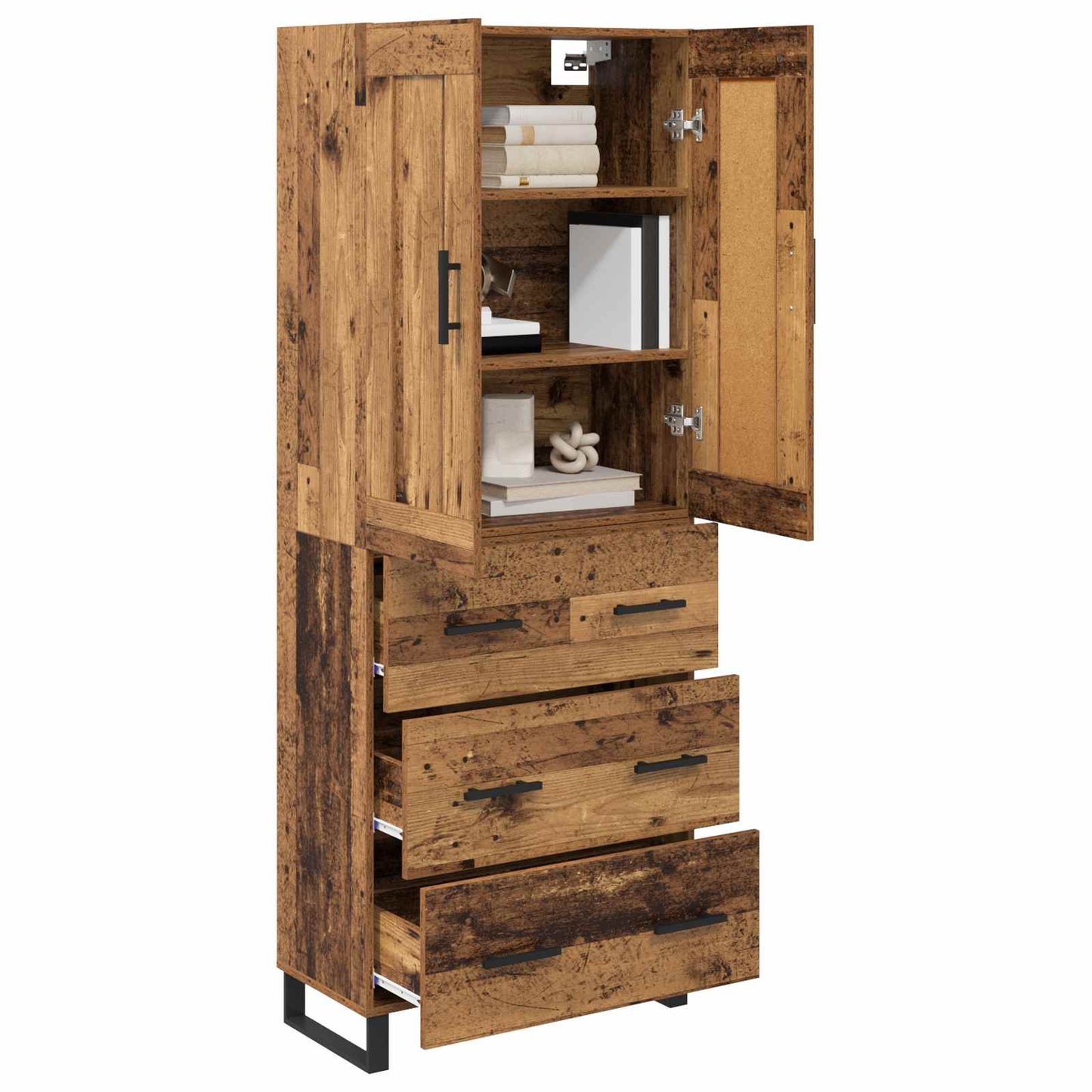 Highboard 2 stk. Gammelt træ 69,5 x 34 x 180 cm