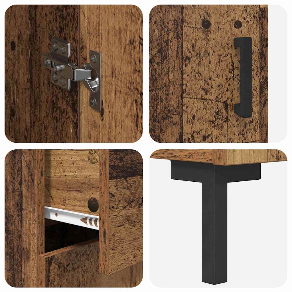Highboard 2 stk. Gammelt træ 69,5 x 34 x 180 cm Konstrueret træ