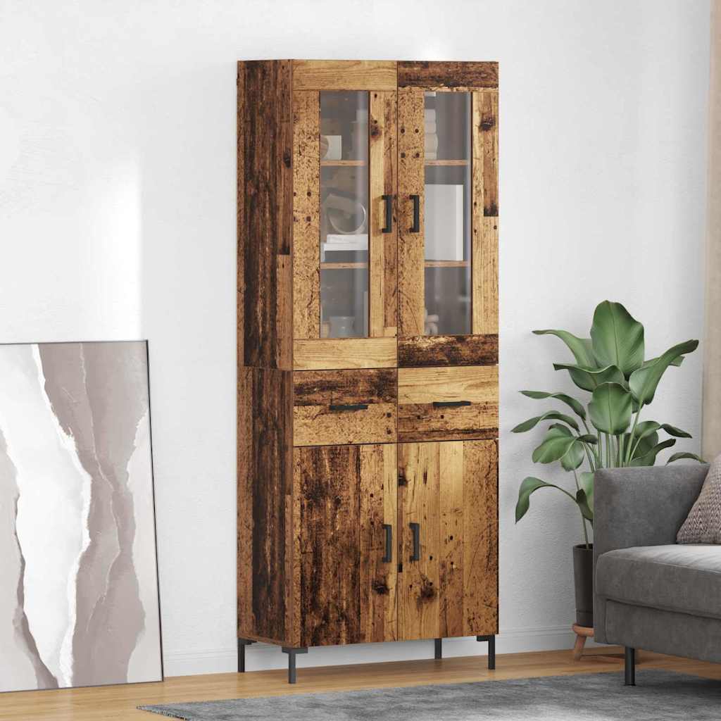 Highboard 2 stk. Gammelt træ 69,5 x 34 x 180 cm Konstrueret træ