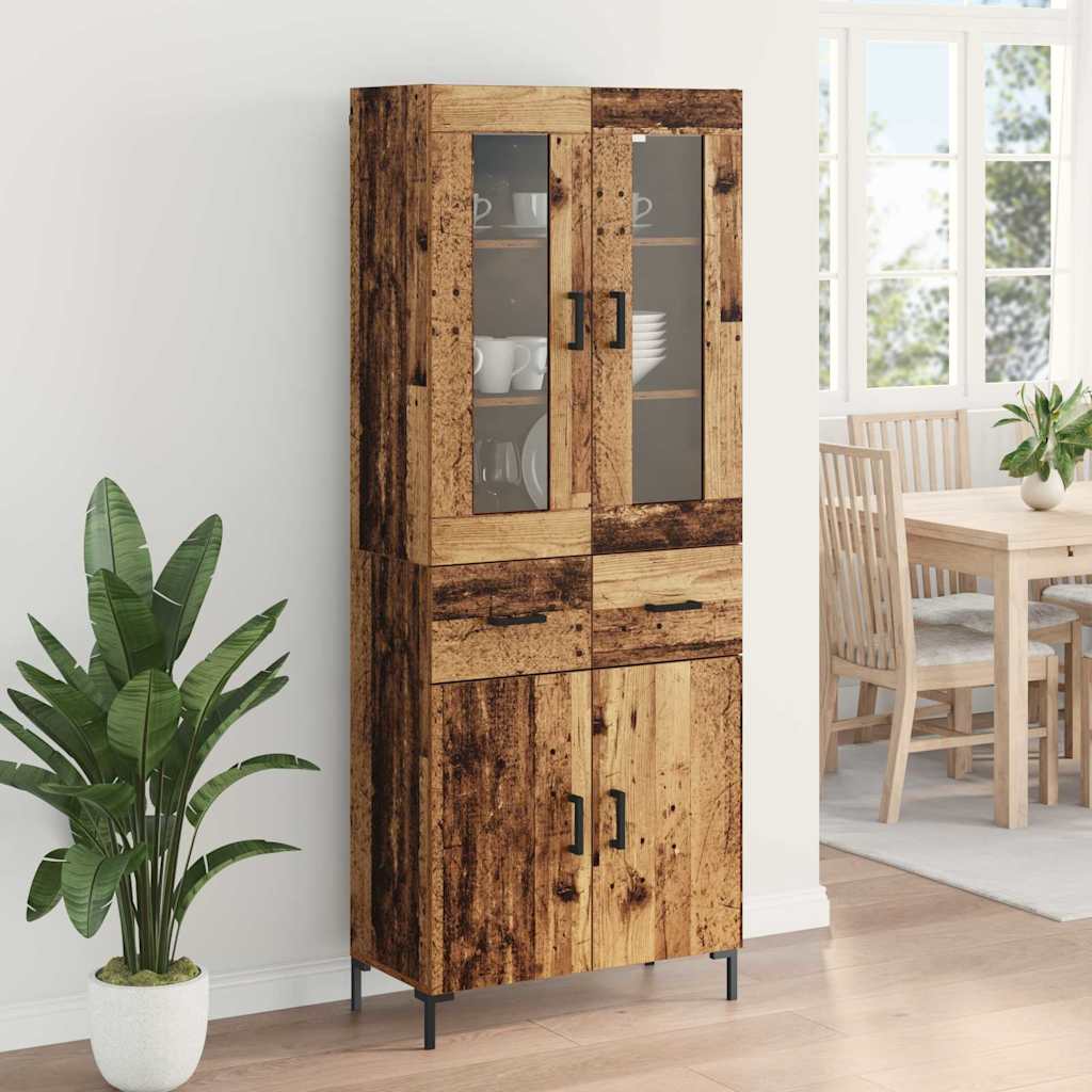 Highboard 2 stk. Gammelt træ 69,5 x 34 x 180 cm Konstrueret træ
