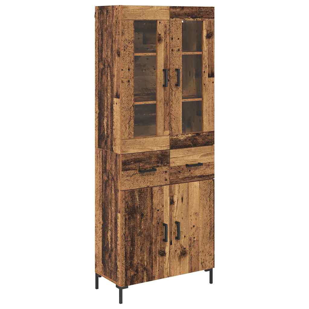 Highboard 2 stk. Gammelt træ 69,5 x 34 x 180 cm Konstrueret træ