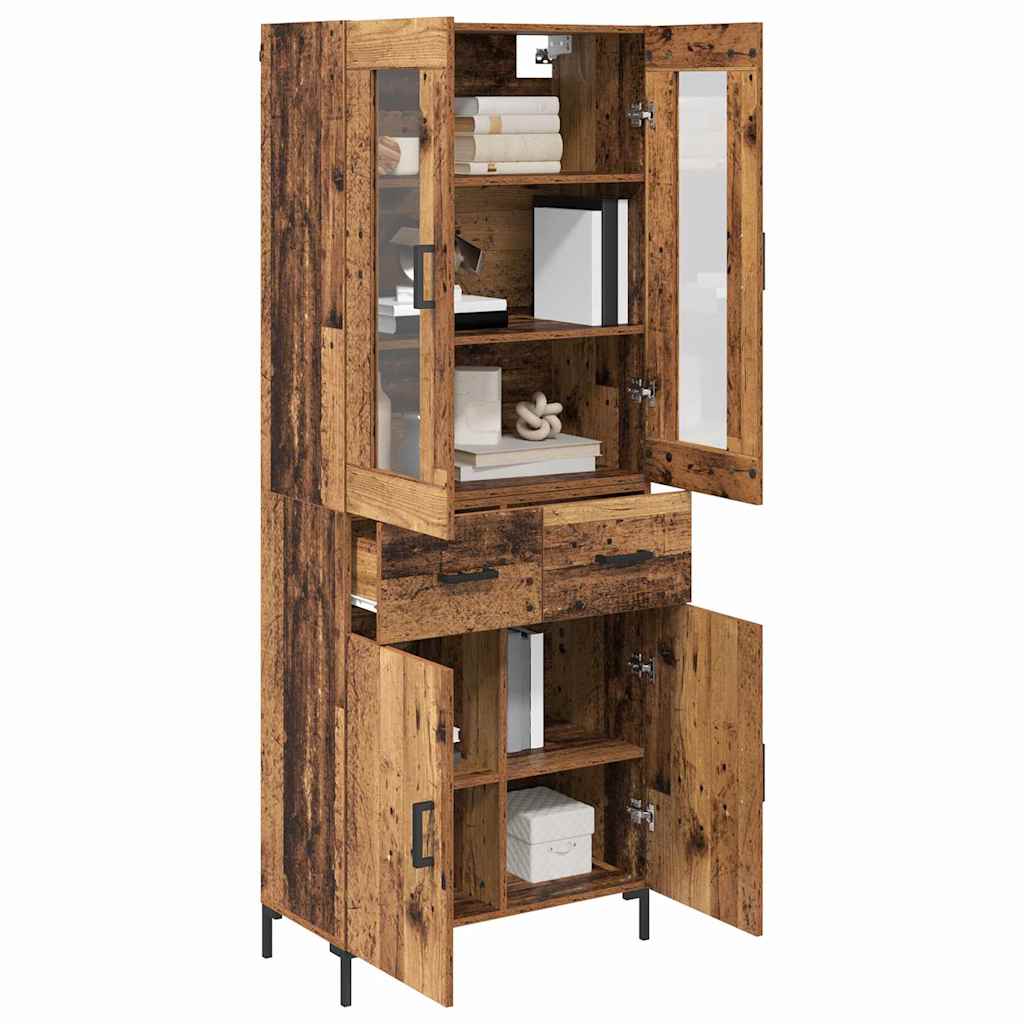Highboard 2 stk. Gammelt træ 69,5 x 34 x 180 cm Konstrueret træ
