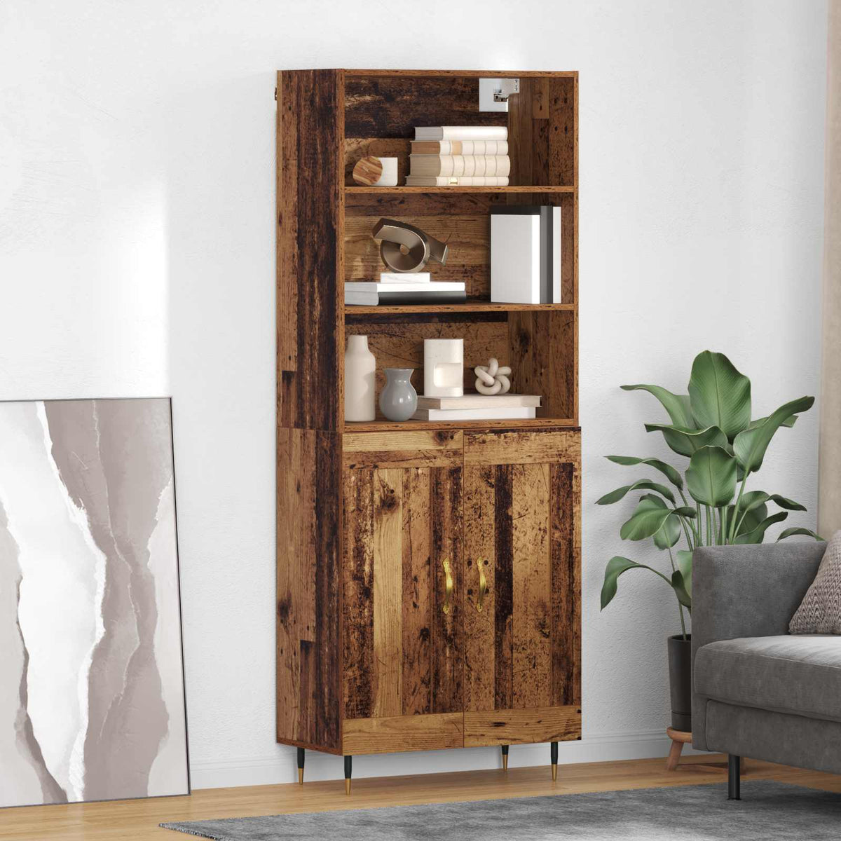 Highboard Gammelt træ 69,5 x 34 x 180 cm Konstrueret træ