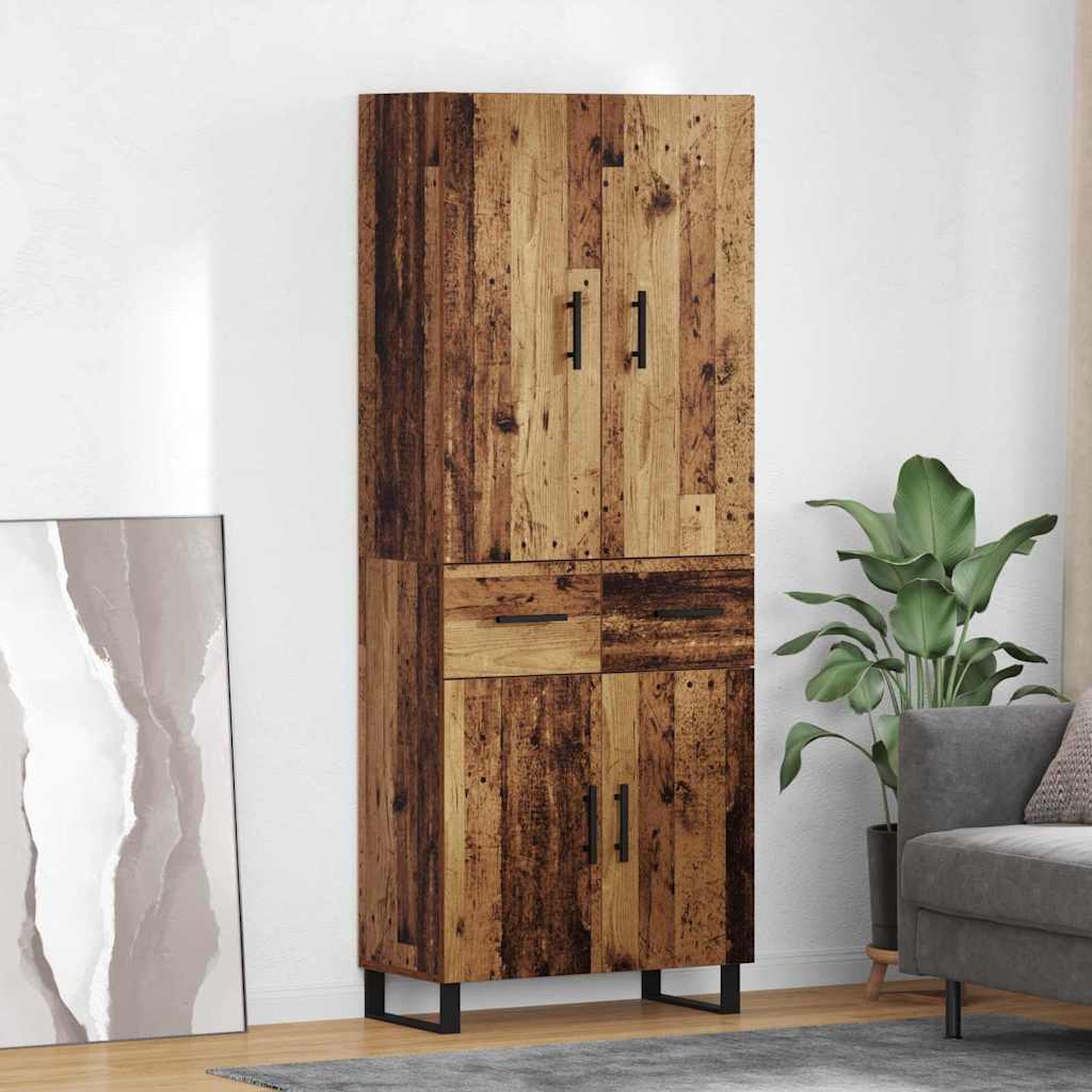 Highboard 2 stk. Gammelt træ 69,5 x 34 x 180 cm