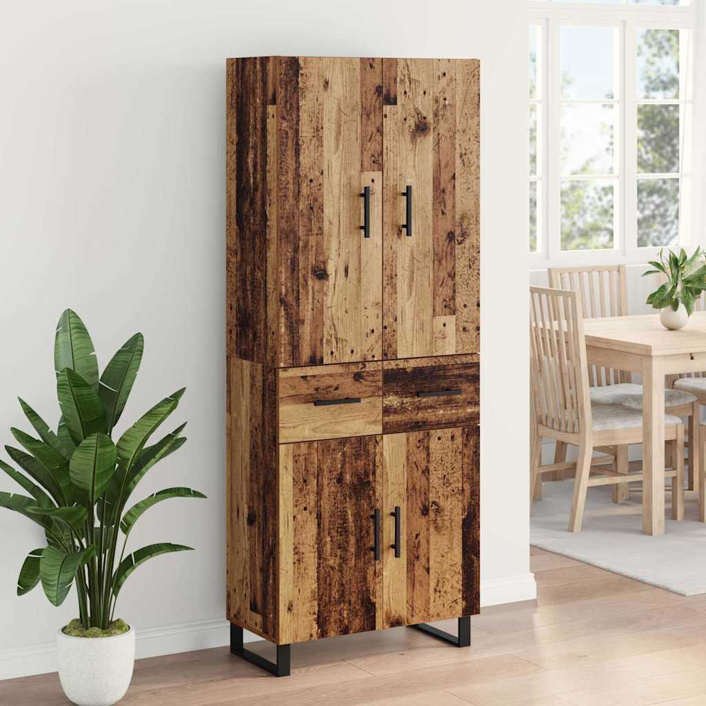 Highboard 2 stk. Gammelt træ 69,5 x 34 x 180 cm