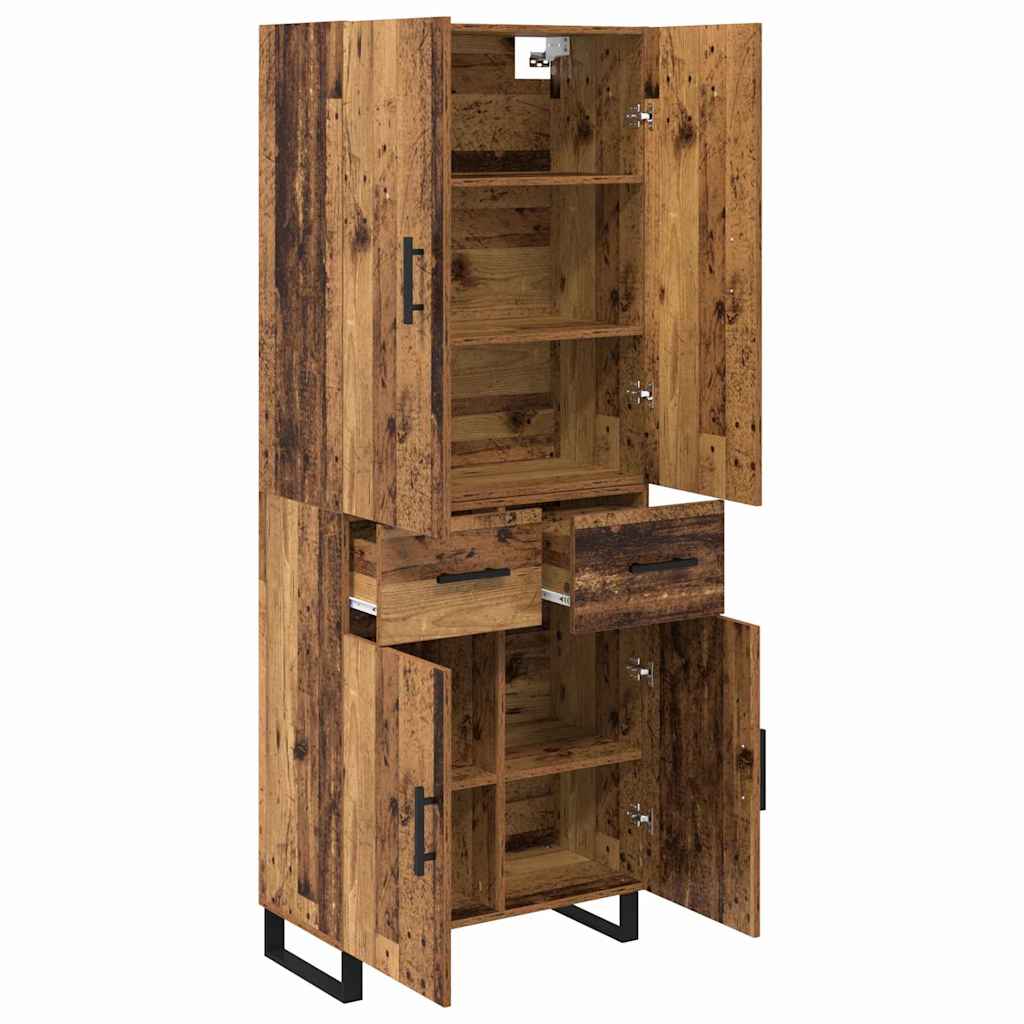 Highboard 2 stk. Gammelt træ 69,5 x 34 x 180 cm
