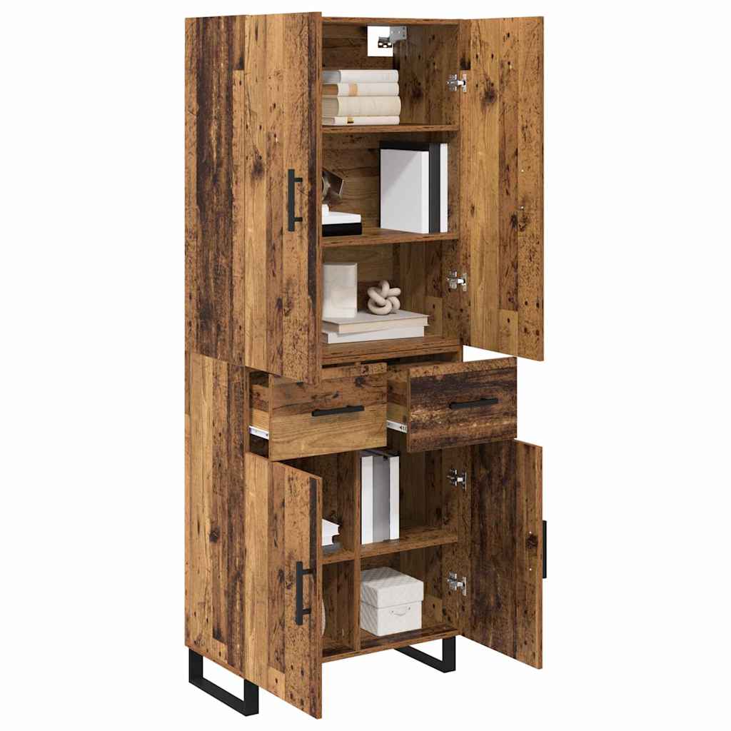 Highboard 2 stk. Gammelt træ 69,5 x 34 x 180 cm