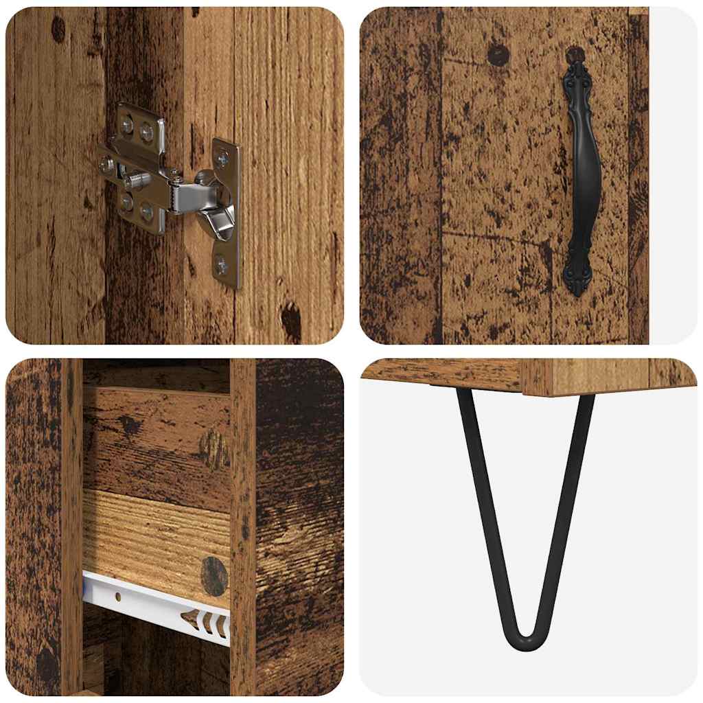 Highboard 2 stk. Gammelt træ 69,5 x 34 x 180 cm Konstrueret træ