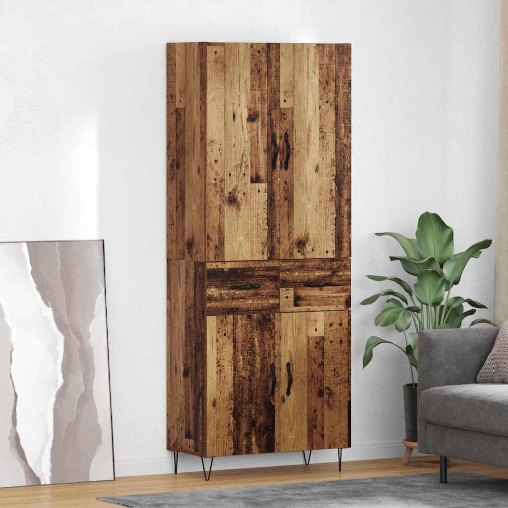 Highboard 2 stk. Gammelt træ 69,5 x 34 x 180 cm Konstrueret træ