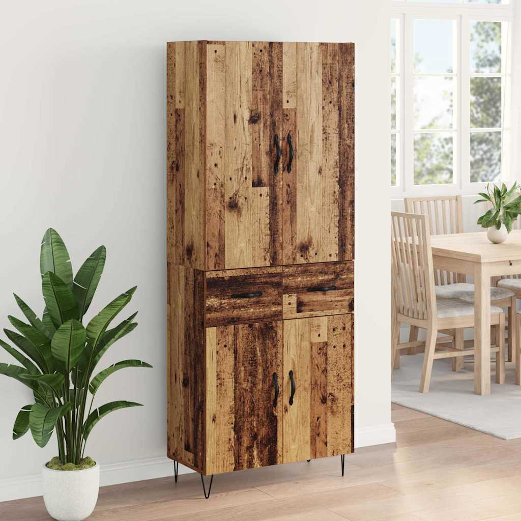 Highboard 2 stk. Gammelt træ 69,5 x 34 x 180 cm Konstrueret træ