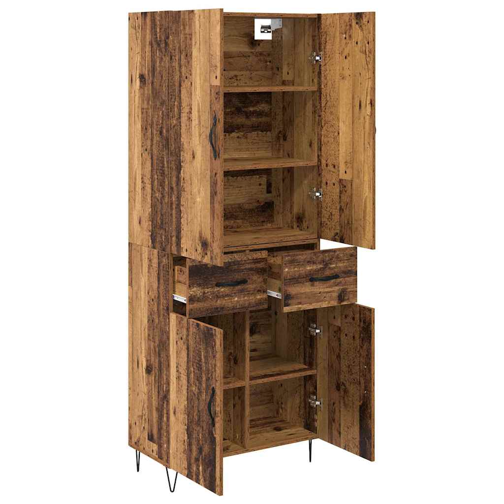 Highboard 2 stk. Gammelt træ 69,5 x 34 x 180 cm Konstrueret træ